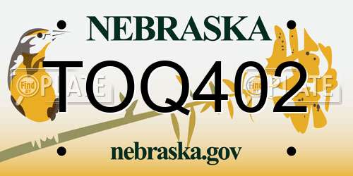 TOQ402 Nebraska License Plate