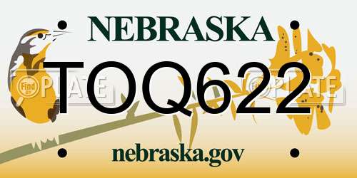 TOQ622 Nebraska License Plate