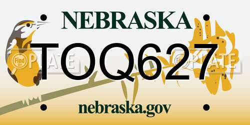 TOQ627 Nebraska License Plate