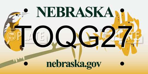 TOQG27 Nebraska License Plate