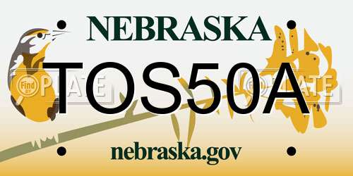 TOS50A Nebraska License Plate