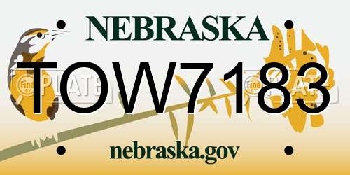 TOW7183 Nebraska License Plate