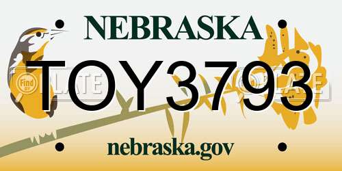 TOY3793 Nebraska License Plate