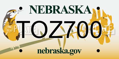 TOZ700 Nebraska License Plate