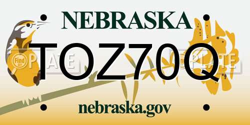 TOZ70Q Nebraska License Plate