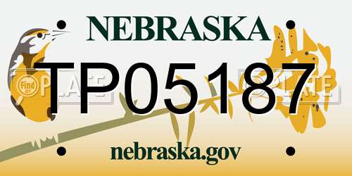 TP05187 Nebraska License Plate