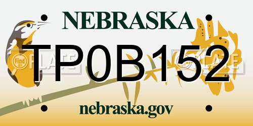 TP0B152 Nebraska License Plate