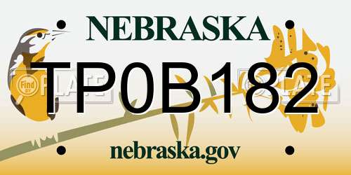 TP0B182 Nebraska License Plate