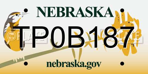 TP0B187 Nebraska License Plate