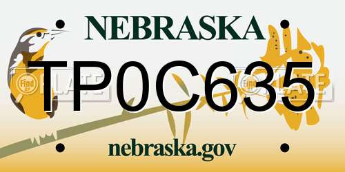 TP0C635 Nebraska License Plate
