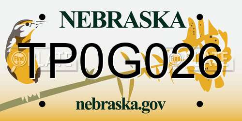 TP0G026 Nebraska License Plate