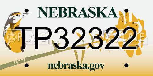 TP32322 Nebraska License Plate