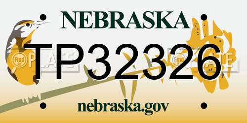 TP32326 Nebraska License Plate