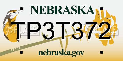 TP3T372 Nebraska License Plate
