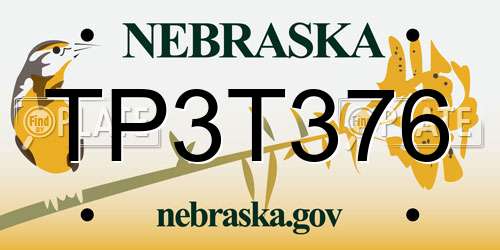 TP3T376 Nebraska License Plate