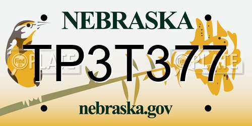 TP3T377 Nebraska License Plate