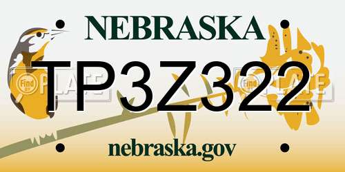 TP3Z322 Nebraska License Plate