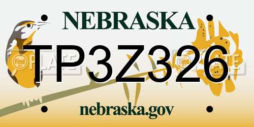 TP3Z326 Nebraska License Plate
