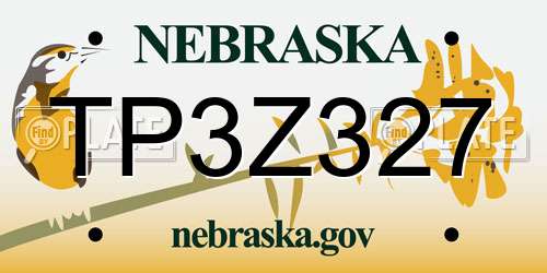 TP3Z327 Nebraska License Plate