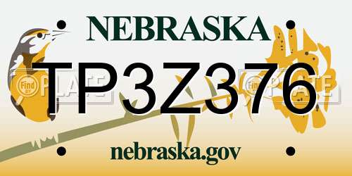 TP3Z376 Nebraska License Plate