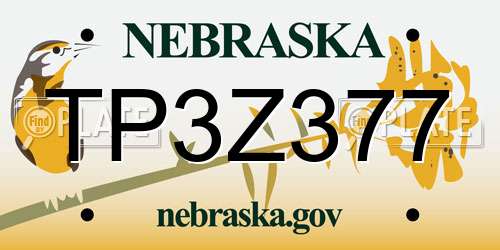 TP3Z377 Nebraska License Plate