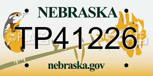 TP41226 Nebraska License Plate