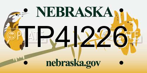 TP4I226 Nebraska License Plate