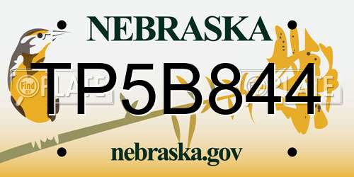 TP5B844 Nebraska License Plate