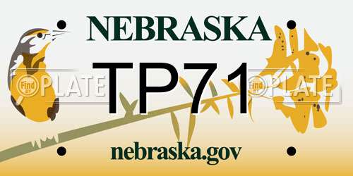 TP71 Nebraska License Plate