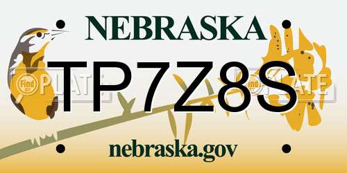TP7Z8S Nebraska License Plate