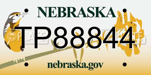 TP88844 Nebraska License Plate