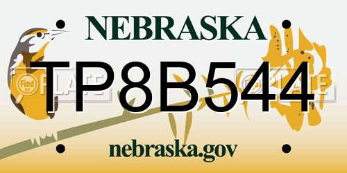 TP8B544 Nebraska License Plate