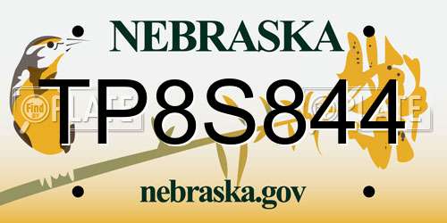 TP8S844 Nebraska License Plate