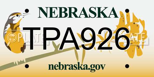 TPA926 Nebraska License Plate