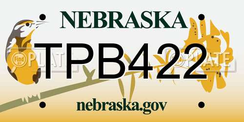TPB422 Nebraska License Plate