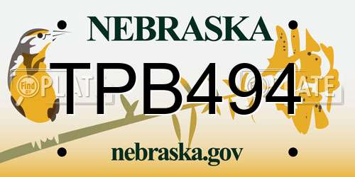 TPB494 Nebraska License Plate