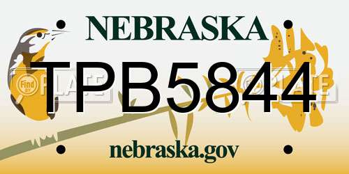 TPB5844 Nebraska License Plate
