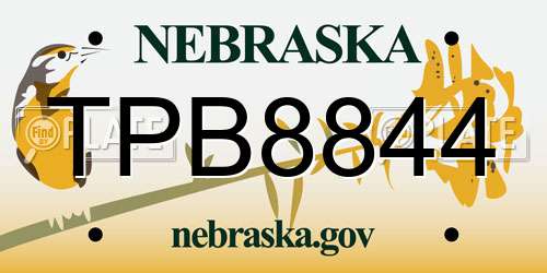 TPB8844 Nebraska License Plate