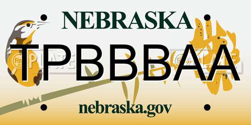 TPBBBAA Nebraska License Plate