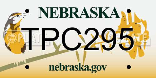 TPC295 Nebraska License Plate