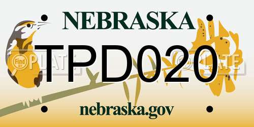 TPD020 Nebraska License Plate
