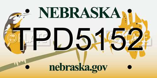 TPD5152 Nebraska License Plate