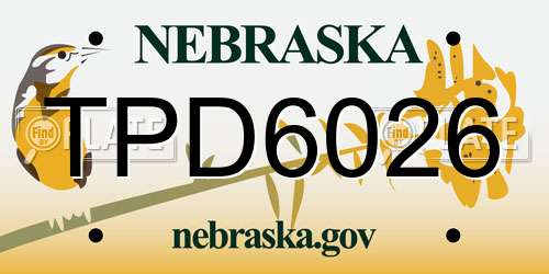 TPD6026 Nebraska License Plate