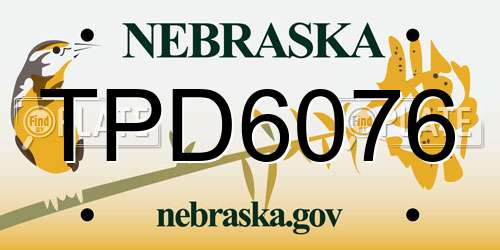TPD6076 Nebraska License Plate