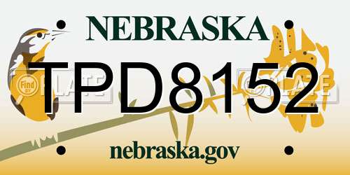 TPD8152 Nebraska License Plate