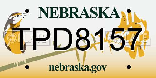 TPD8157 Nebraska License Plate