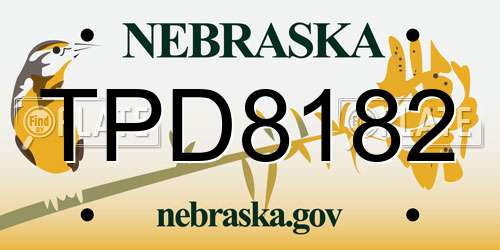 TPD8182 Nebraska License Plate