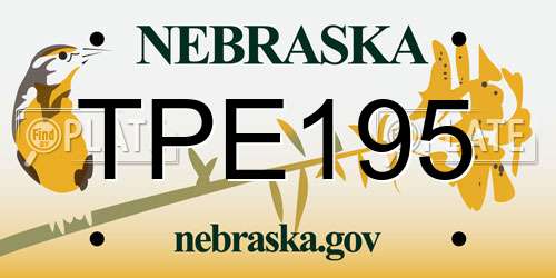 TPE195 Nebraska License Plate