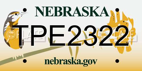 TPE2322 Nebraska License Plate