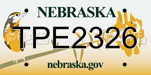 TPE2326 Nebraska License Plate